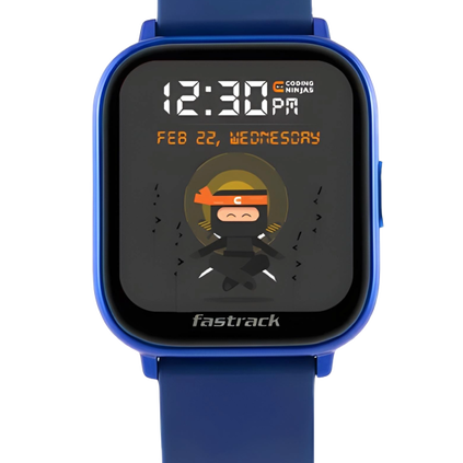 Fastrack Smart Watch Blue Silicone Strap Customized for Coding Ninja, , hi-res thumbnail 0