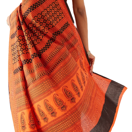 Taneira Pure Cotton Bagh Printed Saree, , hi-res thumbnail 0