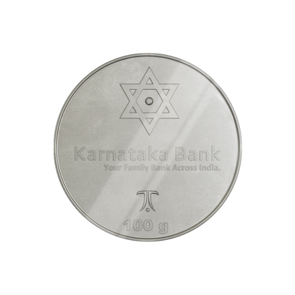 100 gram Tanishq Custom Silver Coin for Karnataka Bank, , hi-res thumbnail 0
