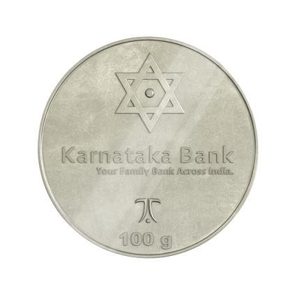 100 gram Tanishq Custom Silver Coin for Karnataka Bank, , hi-res thumbnail 2