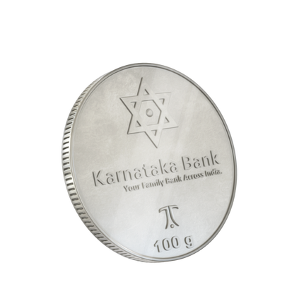 100 gram Tanishq Custom Silver Coin for Karnataka Bank, , hi-res thumbnail 3